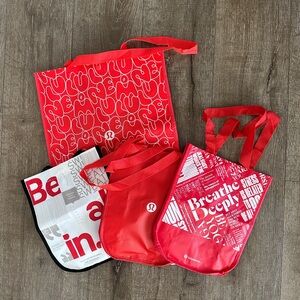 Lululemon Red and White Tote Bags Set
